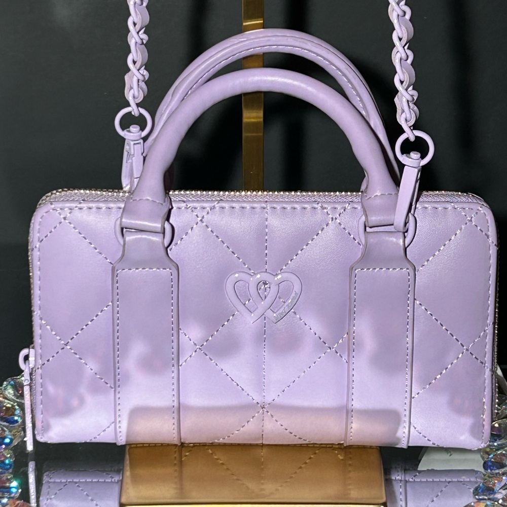 Betsey Johnson Purple XOLAYLA Clutch Crossbody 8.5” x 5” Quilted Bag NWT